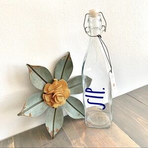 Rae Dunn Bail & Trigger Blue SIP Glass Bottle